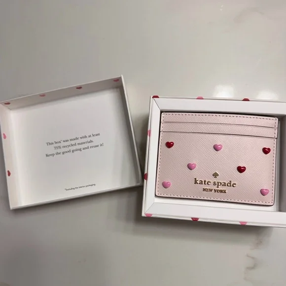 Kate Spade Light Pink Card Holder with Heart Accents - Picture 4 of 6